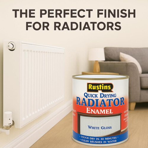 Rustins RUSTINS Quick Drying Radiator Enamel Satin - Grey 250ml – Durable, Long-Lasting 1