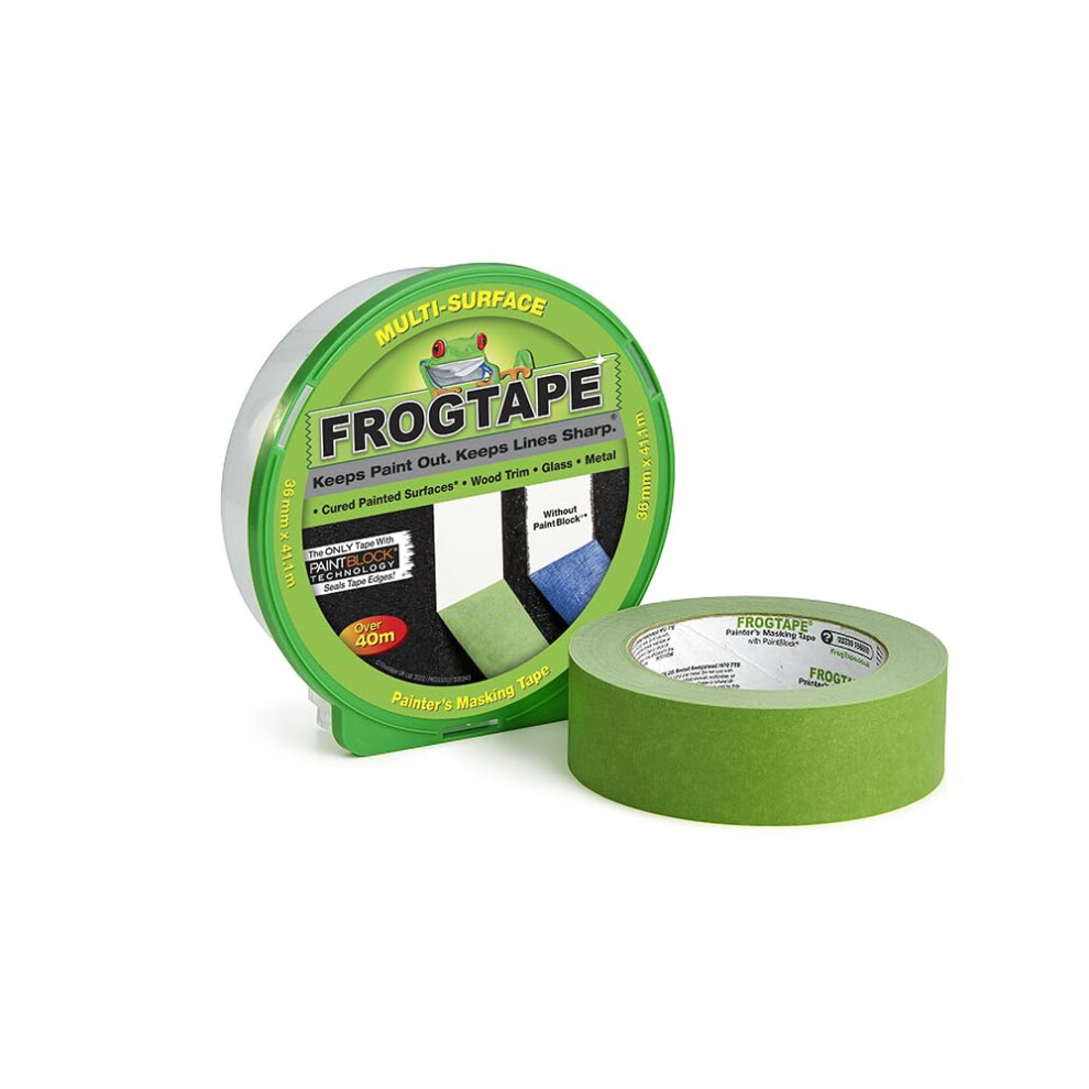 Frog Tape Green Multi Surface Painters Masking Tape, Indoor Painting And Decorating For Sharp Lines And No Paint Bleed 36Mm X 41.1M 83916717