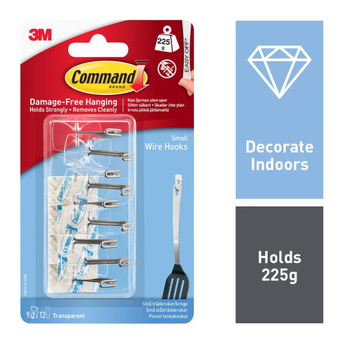 Command Clear Wire Hanger Hook Value Pack of 9 Hooks and 12 Adhesive Strips 1