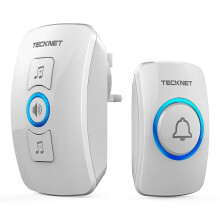 TECKNET Wireless Doorbell, IP65 Waterproof Wall Plug-in Door Bells Wireless Cordless Chime Kit at 1300-feet Range, 60 Chimes & 5 Level Volume, Batter