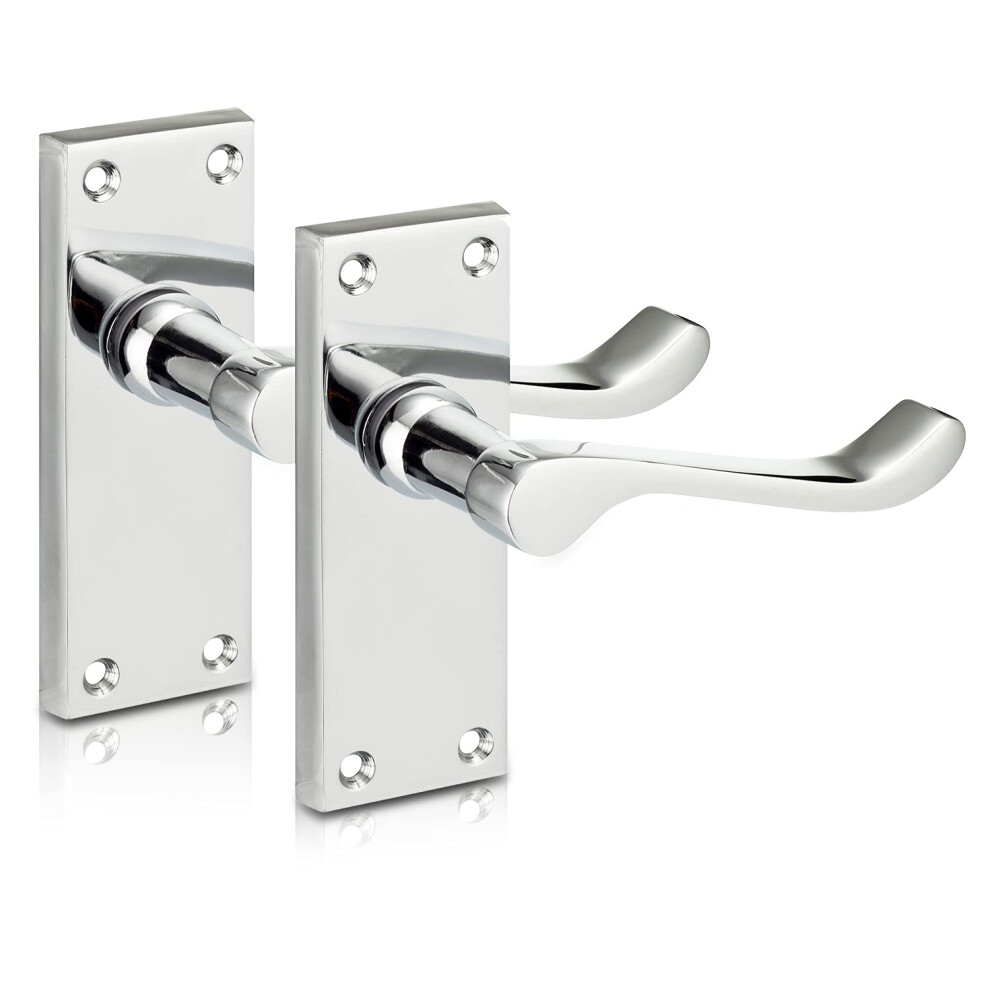 Xfort Chrome Elegance Range Polished Chrome Victorian Scroll Lever Latch Handles, Polished Chrome Backplate Door Handles, Contemporary Design For Int 37708122