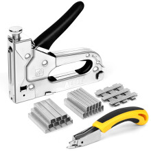 AECCN Staple Gun with 2100 Staples - 3 in 1 Heavy Duty Staple Gun Kit with Remover, Durable Stainless Steel Upholstery Stapler for Fixing Material, D