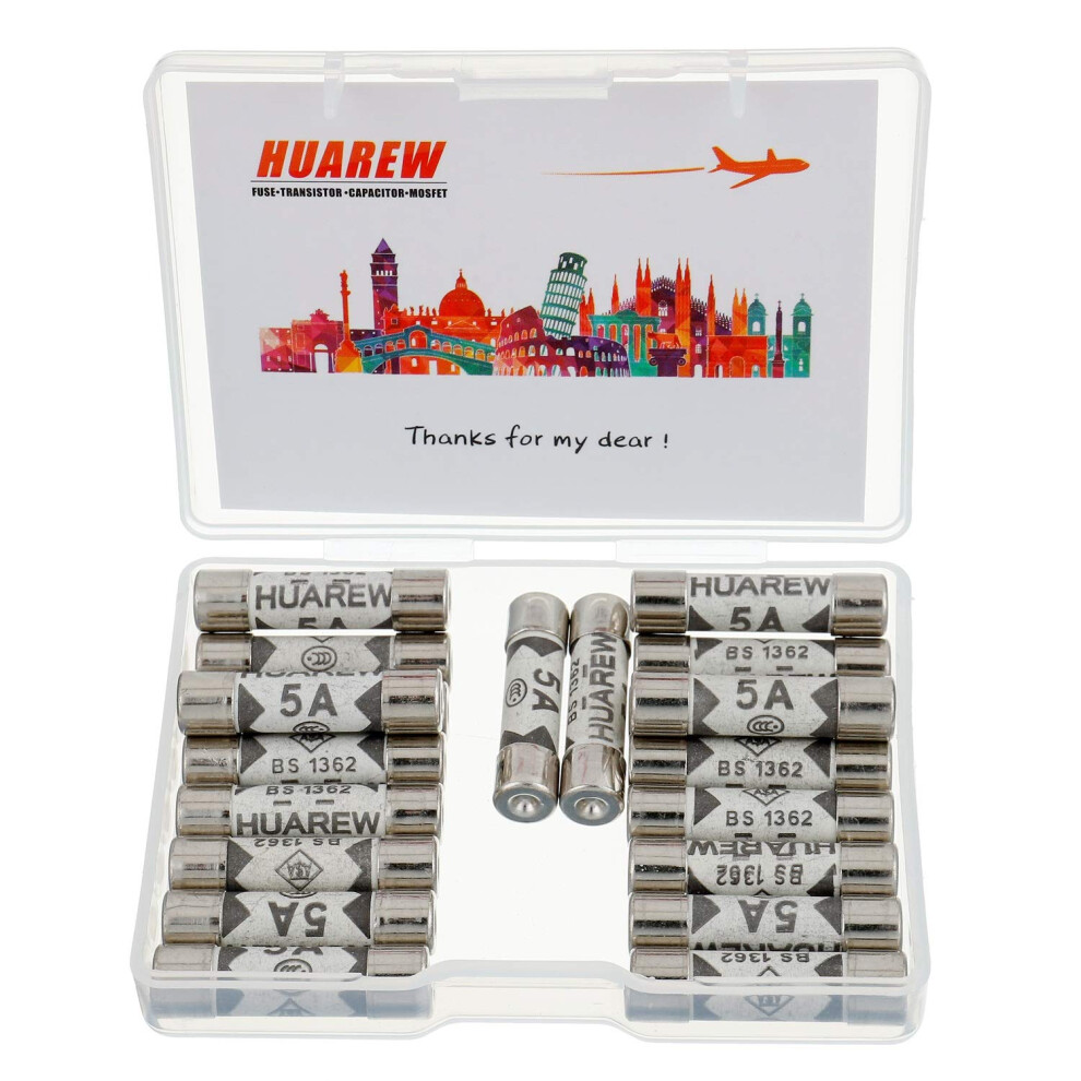 Huarew 20 Pcs 5A 240V 6.3X25 Mm Bs1362 0.248X0.984 Inch Ceramic Tube Fuses 50243709