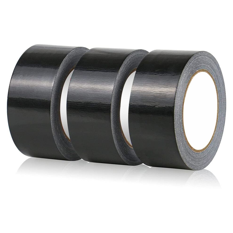 Gaffer Tape Black- 48Mm X 45M (Pack Of 3) - Strong Duct Tape Heavy Duty Adhesive Cloth Tape, Super Sticky And Waterproof Gaffa Tape 5007966126558