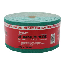 ProDec 50m Roll 100 Grit Medium-Fine Grade Green Aluminium Oxide Abrasive Sanding Paper for Sanding Wood, Paint, Plaster, Filler, Metal and More, 115m