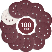STEBRUAM 100PCS 125mm Sanding Discs 320 Grit, 5 Inch 8 Hole Hook and Loop Sanding Pads for Random Orbital Sander