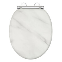 AQUALONA Premium Tongue and Groove Soft Close Toilet Seat - Moulded Wood - Stainless Steel Slow Close Hinges - Wipe Clean - Contemporary Design - Du