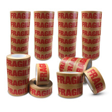 JeeJaan 36 Rolls of Paper Fragile Tape 50mm x 50m Self-Adhesive Fragile Packaging Tape for Safe Shipping & Sealing Fragile Items Durable Recyclable