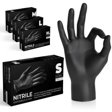 The Real Touch Black Nitrile Multi-Purpose Disposable Gloves, Powder Free, Disposable, Extra Strong - Box of 1000 (Black, Small)