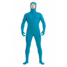 HSEMLIOE Mens Open Face Spandex Zentai Bodysuit Full Body 2nd Skin Tight Suit Stretchy Halloween Costume Unitard,Blue,S
