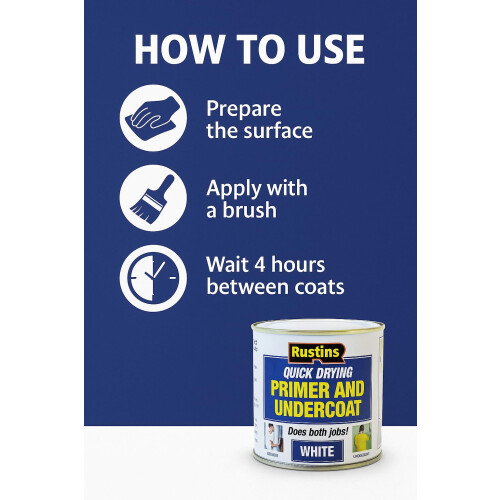 Rustins RUSTINS WHPU500 500ml Quick Dry Primer Undercoat  FastDrying Paint Bas 2
