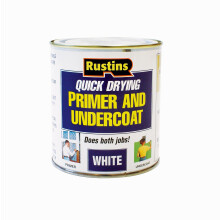RUSTINS WHPU500 500ml Quick Dry Primer Undercoat - Fast-Drying Paint Base for Smooth Coverage; Easy-to-Use Interior & Exterior Prep Coat for Walls, W