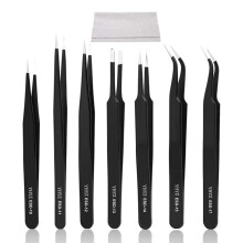 7PCS Precision Tweezers Set, Anti-Static Stainless Steel ESD Tweezers Set for Electronics, Sodlering, Jewelry, Craft, Laboratory Work, Hobby etc