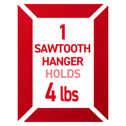 Command PH040-4NA Sawtooth Frame Hanger, 4 lb Capacity, Indoor Use, 4 2