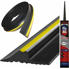 Universal Garage Door Seal Strip with Strong Adhesive - DIY Rubber Weather Excluder - Weatherproof Garage Door Bottom Threshold Seal Strip - 8FT + 1