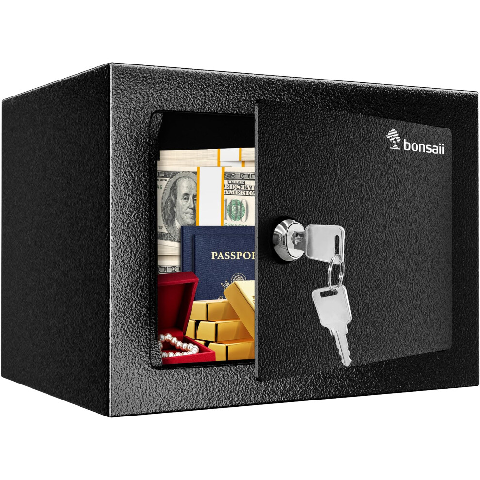 Bonsaii Safe Box With Key, Steel Construction Money 6.6L Small Safe Box For Home, Security For Cash Jewelry, 17X23x17 Cm 5004903905450