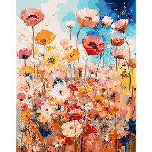 AIRDEA Poppies Paint by Numbers for Adults, Wildflowers Painting by Numbers for Adults, DIY Acrylic Pigment Drawing Paintwork Arts and Crafts Paintin