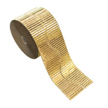 Bright Ideas Corrugated Border Roll for School Displays, Metallic Gold, 57mm x 7.5m (15m When Split), BI8200