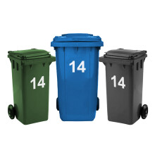 Rubigo 3 x Bin Numbers for Wheelie Bins, 0-99, Letters A-D, 17.5cm Dustbin Stickers, Easy Application Stick On Number Stickers - Weatherproof Self Ad