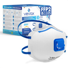 VEVOX FFP2 Dust Mask - Set of 5 - Valved Face Masks - Respirator - Protection e.g. for Construction, Building Work, Sanding, Woodworking, Fine Dusts