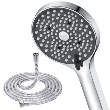 YEAUPE Shower Head and Hose 1.6M - 110mm Large Powerful Flow Shower Hose and Head High Pressure 6 Modes Pressure Boosting Handheld Showerhead for Low