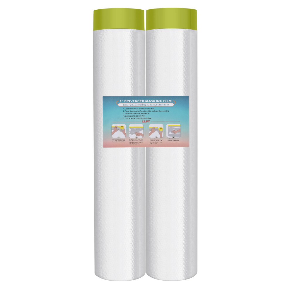 Llpt Tape And Drape Pre-Taped Masking Film | 2-Pack | 270Cm(Unfolded) X 20M | Versatile Painter's Plastic Dust Sheets | For Auto Wall Painting And Sp 5003201174339