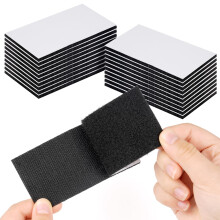 WINKIO 20Pcs Hook and Loop Strip Tape, 5 10 cm Double Sided Sticky Pads Self Adhesive, Strong Heavy Duty Adhesive Strips for Home & Office Use (Bla