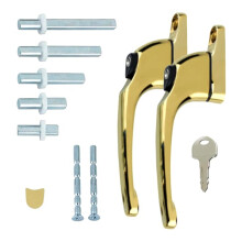 FixRello Universal Inline uPVC Window Handle – Lockable, Ambidextrous, Multi-Spindle – Gold (2 Pack)