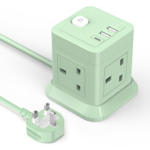 Cube Extension Lead with USB Slots, BEVA 4 Way Multi Plug Power Strip with 3 USB Ports (5V/2.4A), Desktop Power Extension Socket with 1.5M Extension