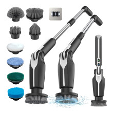 Leebein Electric Spin Scrubber, Upgraded Electric Scrubber for Cleaning, Spin Scrubber with Long Handle & 8 Replaceable Brush Heads, Remote Control Sh