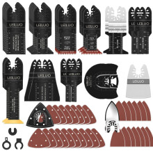 LEILUO 158 Pcs Multitool Blade Kits Cutting and Sandpaper Oscillating Tool Accessories Universal Oscillating Saw Blades with Storage Bag Compatible w