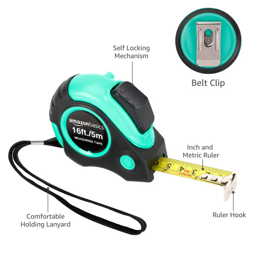 Amazon Amazon Basics Tape Measure - 4.8 m et, Turquoise 2