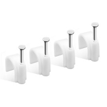 HuaoPOr Cable Clips, 10mm Cable Nail Clips (Pack of 100), White Round Wire Tidy Clips, for Outdoor and Ethernet, Wall Cable