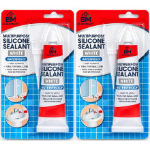 BlissMart White Silicone Sealant Waterproof Strong White Glue x 2 Tubes Multipurpose Bathroom Silicon Seal Mold Resistant Silicone Tool Kitchen Toile