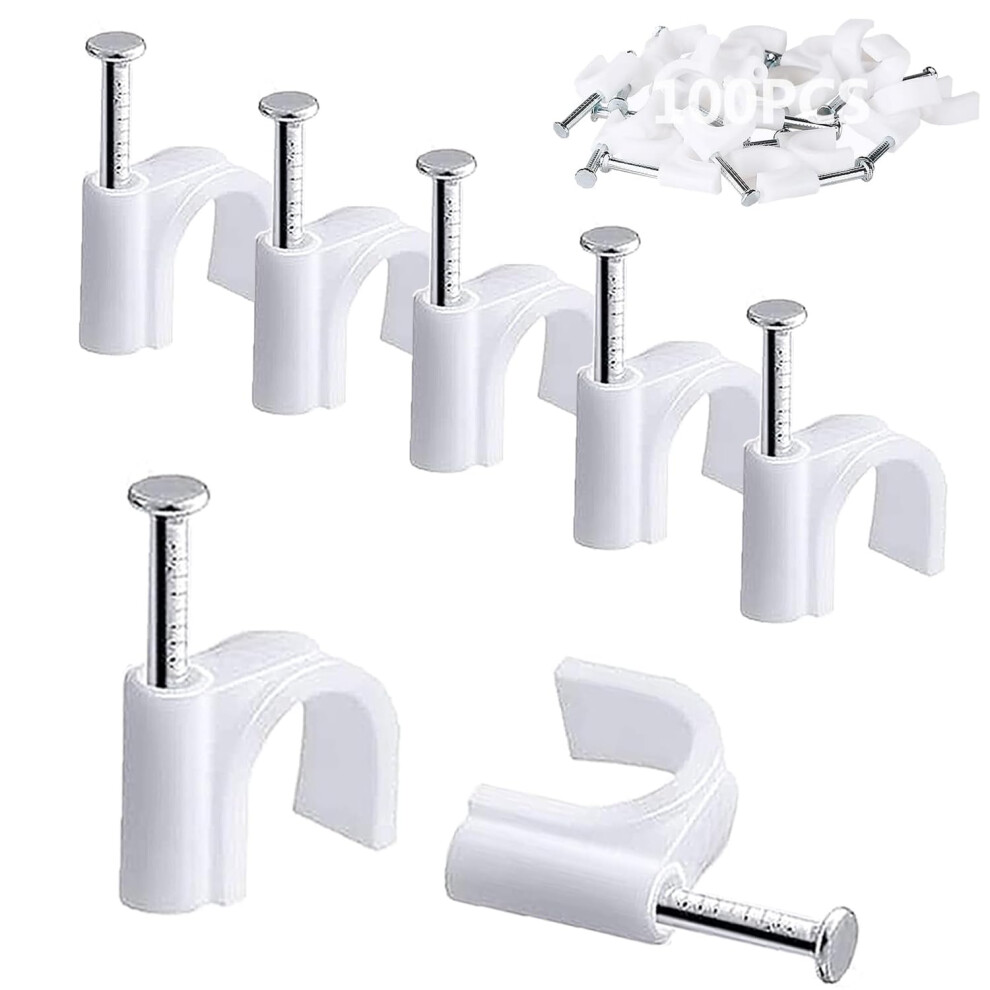 100Pcs Round Cable Clips, 6Mm Electrical Cable Wall Clip Cable Nail Clips Management, Wire Tidy Clips Pins Cable Tacks For Ethernet 5051226897795