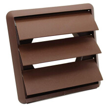 Kair Brown Gravity Grille 155mm External Dimension with 100mm - 4 inch Round Rear Spigot and Not-Return Shutters - Ducting Air Vent
