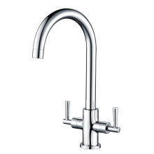Hapilife Kitchen Sink Mixer Tap Monobloc Dual Lever Chrome 360 Swivel