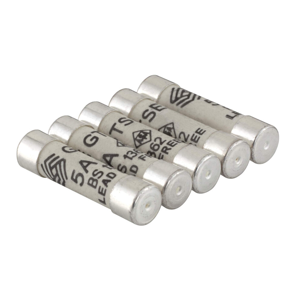 Gtse 5A Electrical Fuses, Pack Of 5, Household Domestic Mains Plug Ceramic Fuses, 240V, Bs 1362 Compliant 34899274