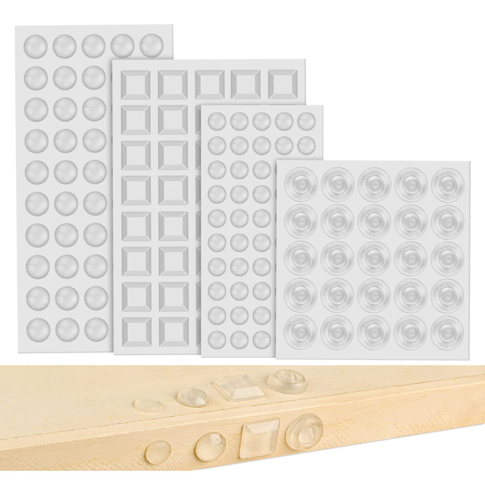 Yingmao 165 Pieces Adhesive Bumper Pads Clear Rubber Feet, Clear Furniture Buffer Pads For Cabinet Doors, Drawers, Glass Tops, Cupboard, Picture Frames, Cutt