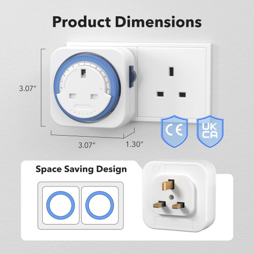 HBN 24 Hour Mechanical Timer Plug Socket UKIndoor Plugin Segment Plugs 2