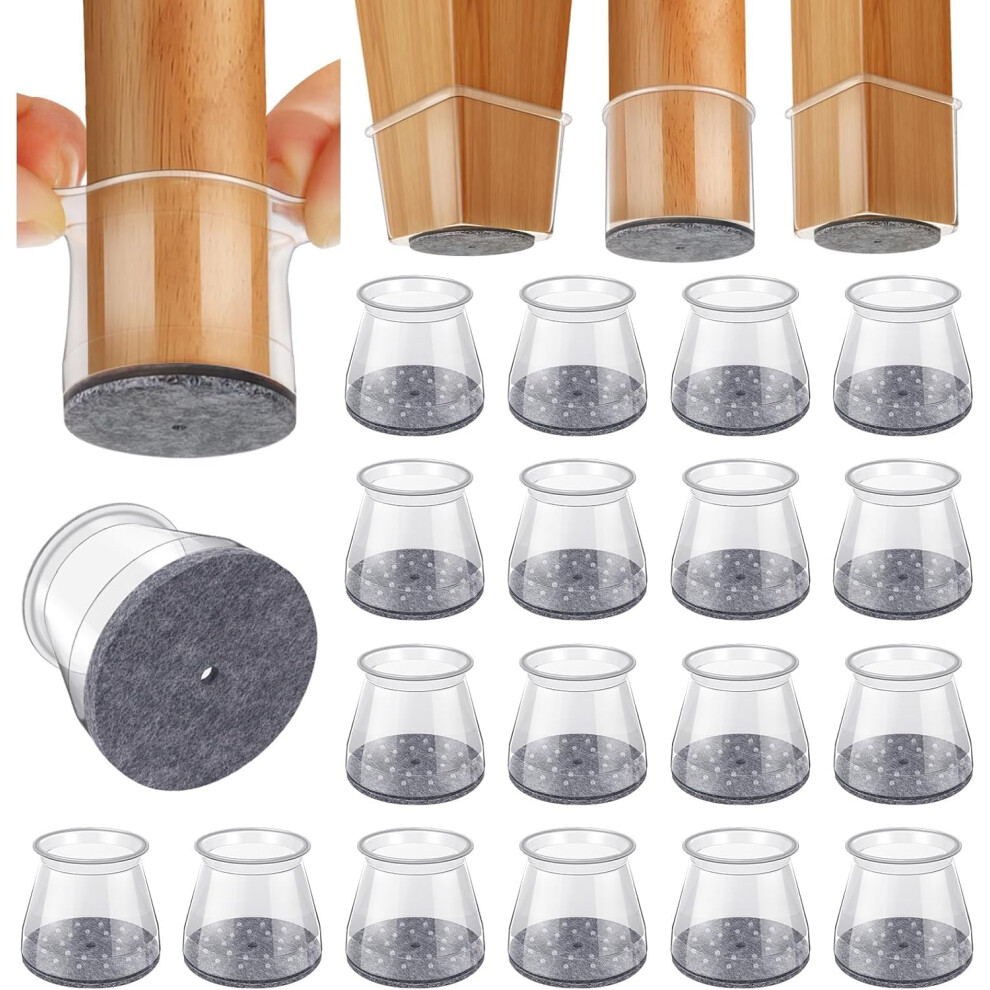 Gicunk 32Pcs Chair Leg Floor Protectors, Transparent Silicone Chair Leg Caps With Felt Pads, Floor Protectors For Furniture Legs For Hardwood/Tile Fl 74490417