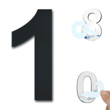 Ywonoby House Numbers - 3 Inch Self Adhesive Metal Stainless Steel Door Numbers Stickers for House Mailbox Apartment Hotel Courtyard - Black(1)