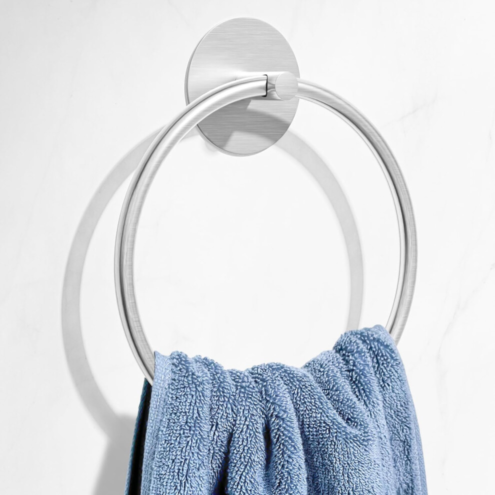 Brushed Nickel Bathroom Towel Ring - Sus304 Stainless Steel Bathroom Towel Rack, Susswiff Adhesive Wall Mounted Hand Towels Holder, Towel Hanger For 5005437342339