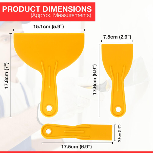 3pc Multipurpose Plastic Filling and Scraping Knife Set  Putty Scraper