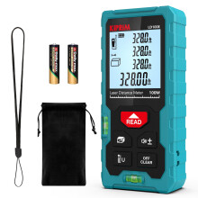 High Accuracy Laser Distance Meter 328ft/100m Kiprim LD100E Laser Measurement tool with Larger Backlit LCD,2 Bubble Levels,M/in/Ft Unit Switching and