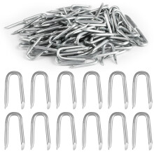 120 Pcs Galvanised UNails - U Shaped Nails & Steel Fencing Fasteners for Wire Mesh Garden Fencing