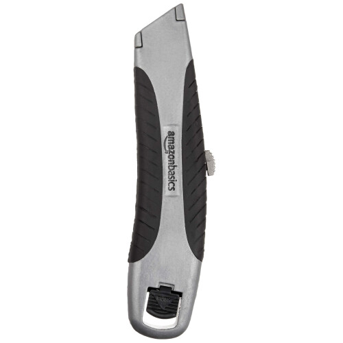 Amazon Amazon Basics Soft Grip Retractable Box Cutter with 3 Replaceable Blades, Black/Silver 2