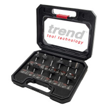 Trend 12 Piece Router Cutter Starter Set, 1/4 Inch Shank, Tungsten Carbide Tipped, Storage Case Included, SET/SS8X1/4TC, packaging may vary