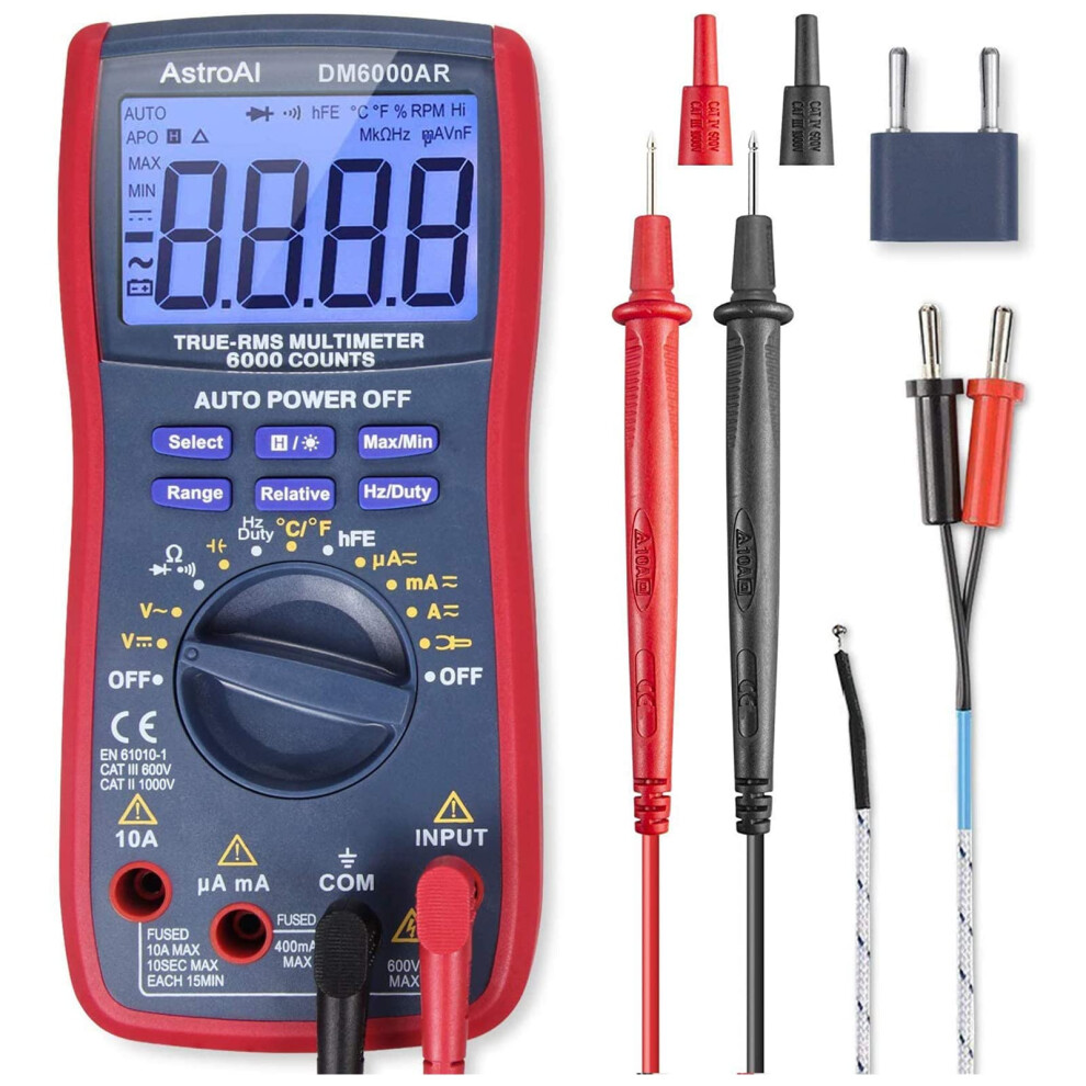 Astroai Digital Multimeter, Trms 6000 Counts Multimeters Manual And Auto Ranging; Measures Voltage, Current, Resistance, Continuity, Capacitance, Fre 4803477861466
