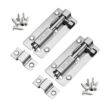 YUOIP 3" Gate Bolt Sliding Lock Barrel Bolts Stainless Steel Safety Door Latch (2 Pack)(Stainless Steel Screws)
